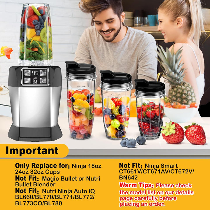 2 Stück Ersatz 24oz Blender Cup mit Sip & Seal Deckel Kompatibel mit Nutri Ninja BL450 BL456 BL480 B