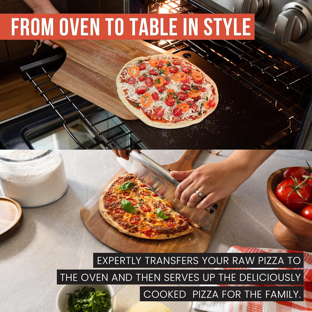 Chef Pomodoro - Pizzaschieber - 30 cm - Langer Griff für Extra Verbrennungsschutz - leichte Pizzasch