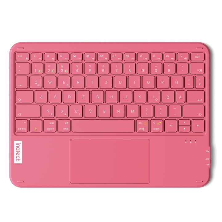 Inateck ultradünne Tablet-Tastatur mit Touchpad, 3 Bluetooth-Kanäle pink, pink