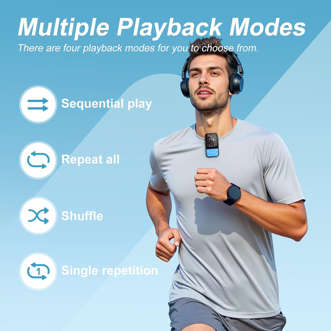128GB MP3 Player - Clip MP3 Player mit Bluetooth 5.3, tragbarer Musikplayer mit FM-Radio, Sprachaufn