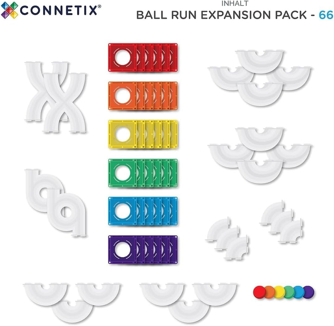 CONNETIX Magnetische Fliesen Regenbogen Ball Run Packen, 66 Stück