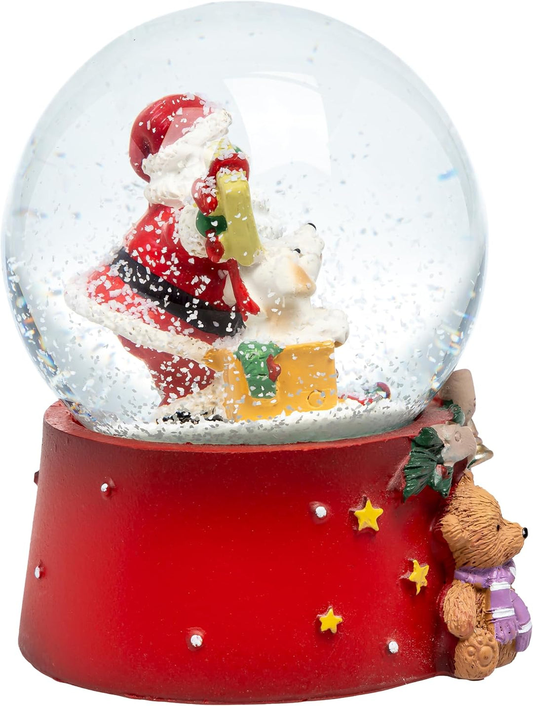 SIKORA SK32 Mittelgrosse Glas Deko Schneekugel Weihnachtsmann mit Hund Weihnachtsdeko D:65mm, Weihna