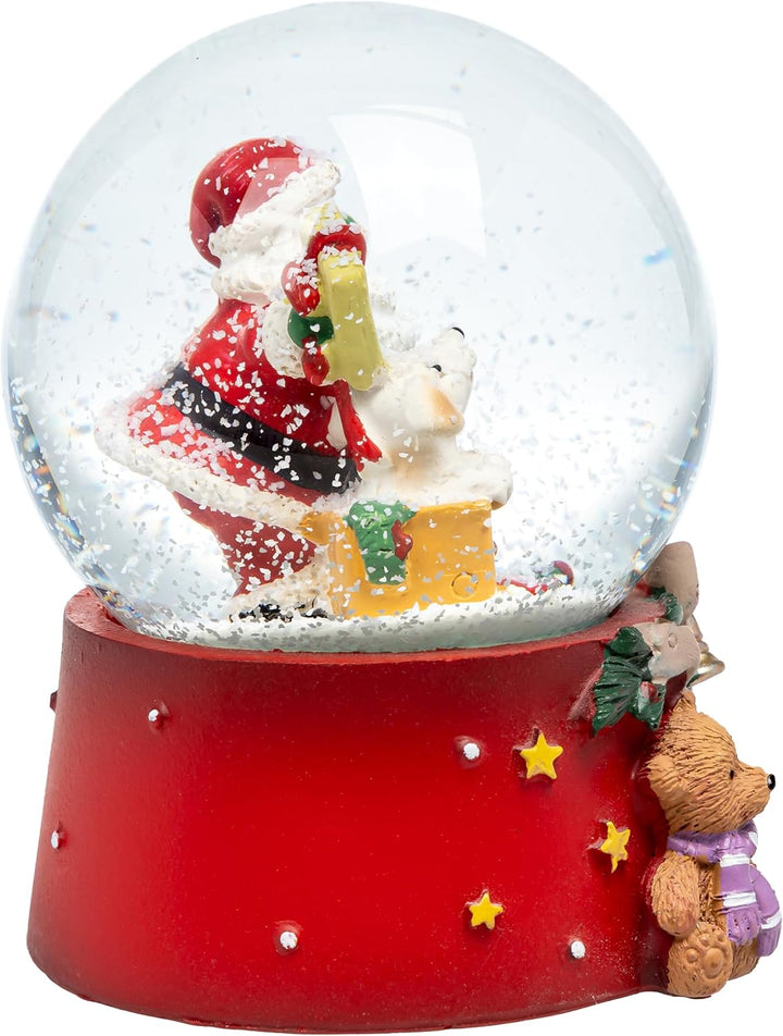 SIKORA SK32 Mittelgrosse Glas Deko Schneekugel Weihnachtsmann mit Hund Weihnachtsdeko D:65mm, Weihna