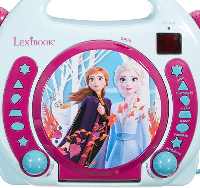 Lexibook Disney’s Die Eiskönigin, Anna und Elsa CD-Player mit 2 Spielzeug-Mikrophonen, Kopfhöreransc