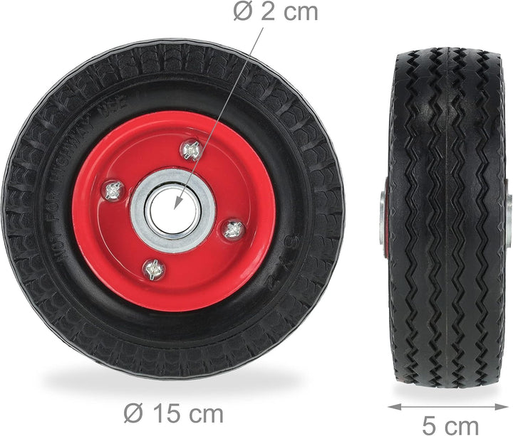 Relaxdays Rad für Roller, E-Scooter, 6x2", 2er Set, Vollgummi, Stahlfelge, Ersatzrad, pannensicher,