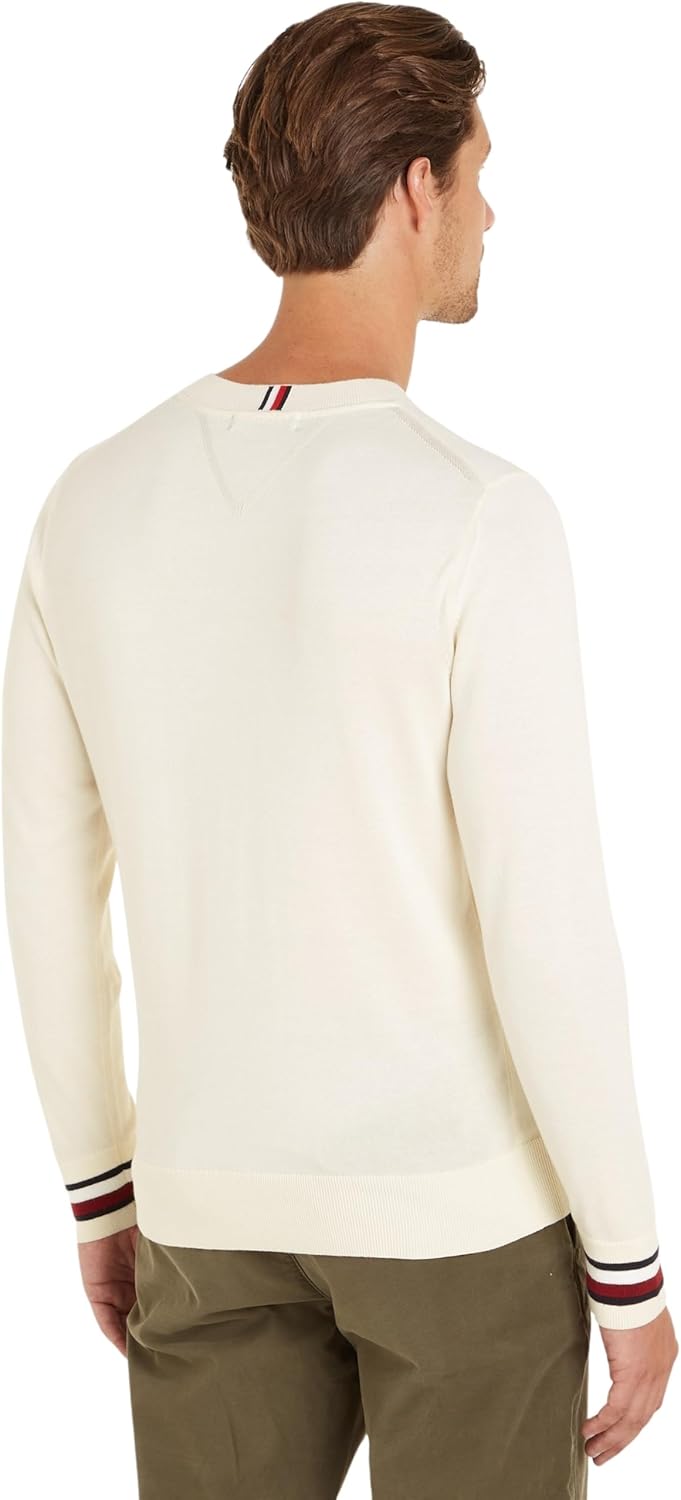 Tommy Hilfiger Herren Global Stripe Crew Nk Mw0mw33502 Pullover L Beige (Calico), L Beige (Calico)