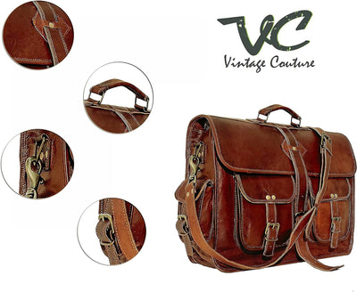 VC 45,7 cm (18 Zoll) Vintage Handgefertigte Leder Messenger Bag Laptop Aktentasche Computer Umhänget