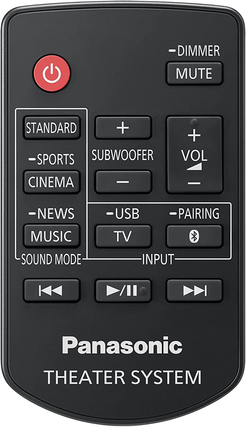 Panasonic SC-HTB490 Soundbar 320 W, Surround 2.1, Bluetooth, Wireless-Subwoofer, HDMI-ARC, Wandmonta