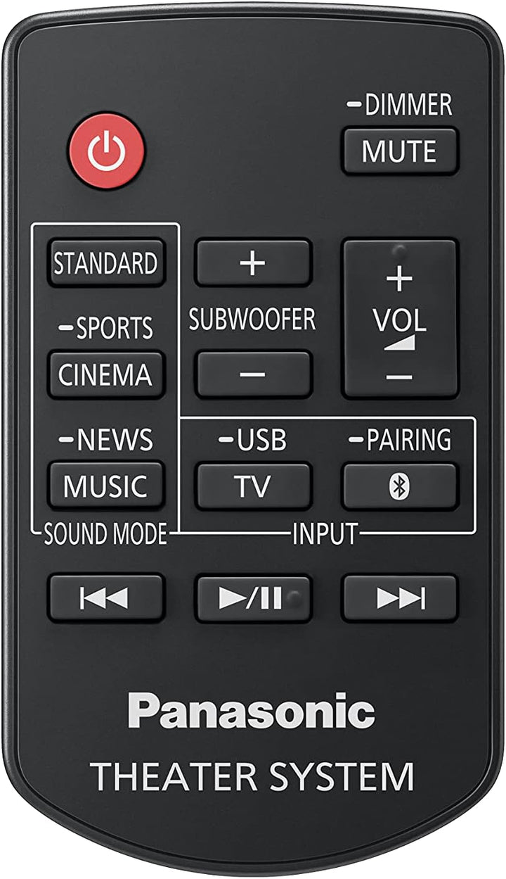 Panasonic SC-HTB490 Soundbar 320 W, Surround 2.1, Bluetooth, Wireless-Subwoofer, HDMI-ARC, Wandmonta