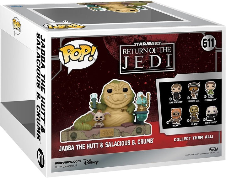 Funko Pop! Deluxe: RotJ 40th - Jabba mit Salacious - Star Wars - Vinyl-Sammelfigur - Geschenkidee -
