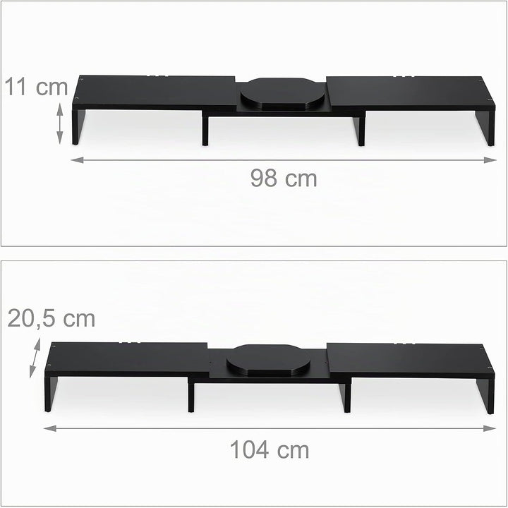 Relaxdays Monitorständer für 2 Monitore, verstellbar, ergonomisches Arbeiten, Bildschirmerhöhung Sch