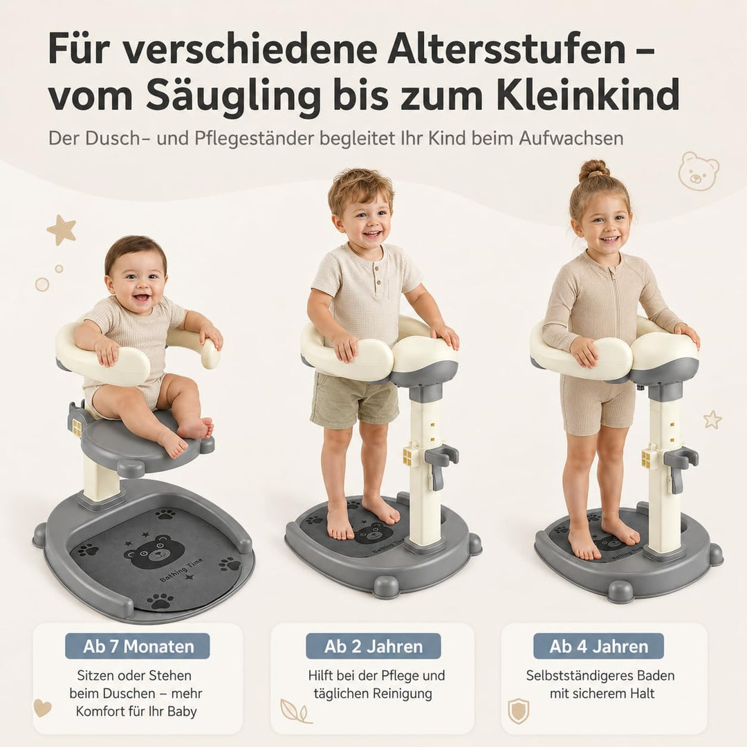 2-in-1 Baby Dusche Ständer, Einstellbarer Baby Shower Stand Support mit AntiRutsch-Basis, Weichem PU