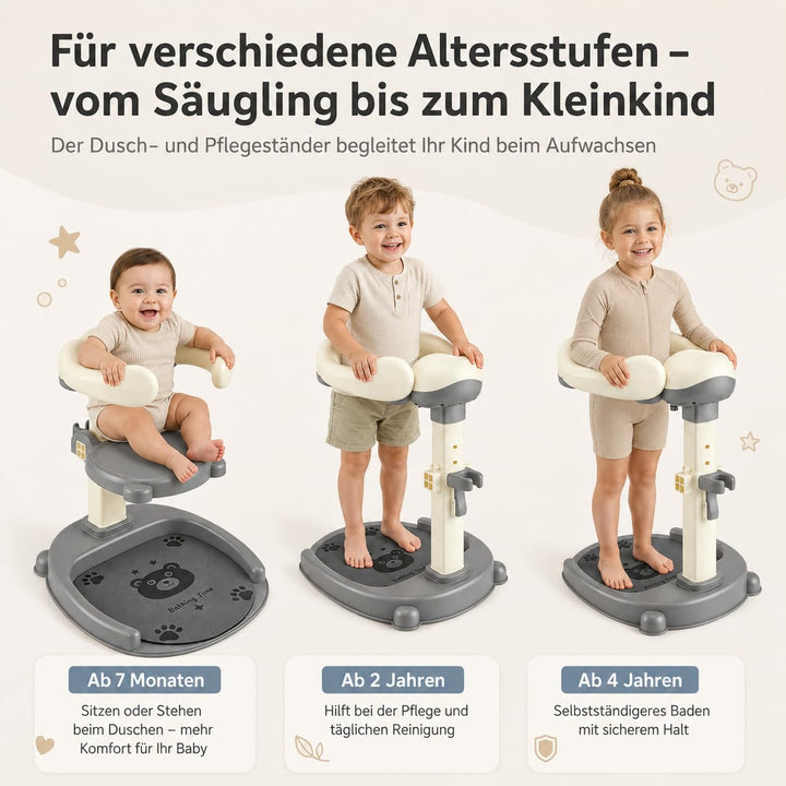 2-in-1 Baby Dusche Ständer, Einstellbarer Baby Shower Stand Support mit AntiRutsch-Basis, Weichem PU