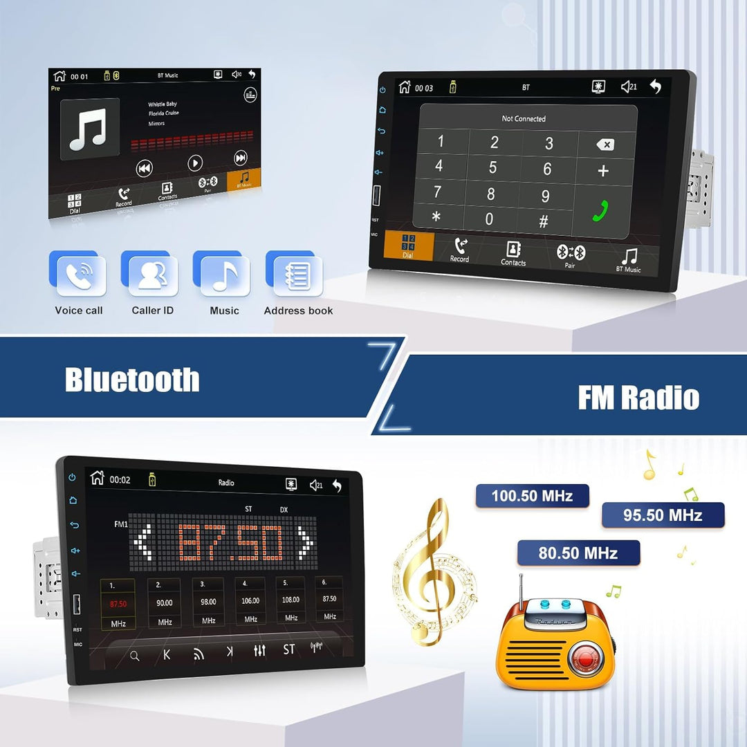 CAMECHO 1 DIN Radio mit Carplay Wireless Android Auto, Autoradio mit 9 Zoll Bildschirm,Bluetooth Fre