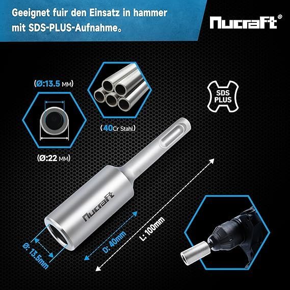 Nucraft SDS-PLUS Professional Erdnageleintreiber zum Einstecken von Tiefenerder Erder Erdung Staberd