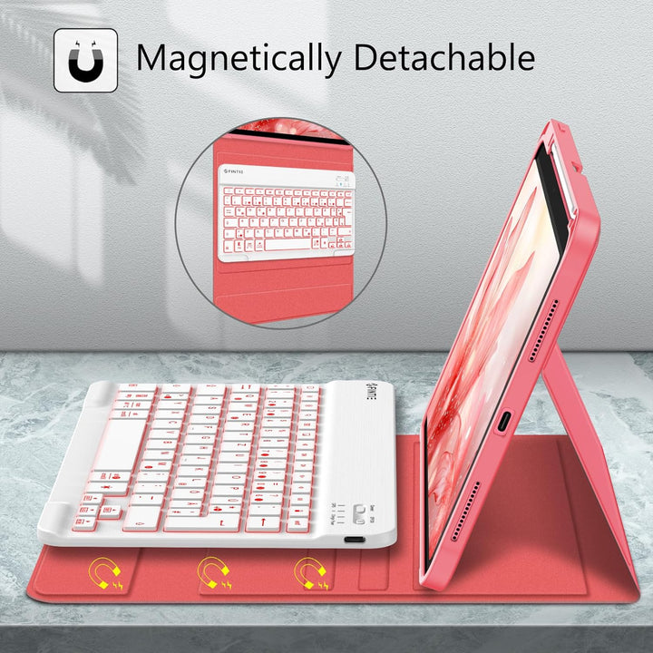 Fintie Tastatur Hülle für iPad 10. Generation 2022 (10.9 Zoll), Keyboard Case mit 7-farbig Beleuchte