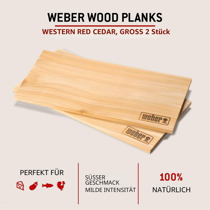 Weber Zendernholz Räucherbretter - Gross (40 x 15cm), 2er Pack, süsses, mildes Aroma, ideal für Käse