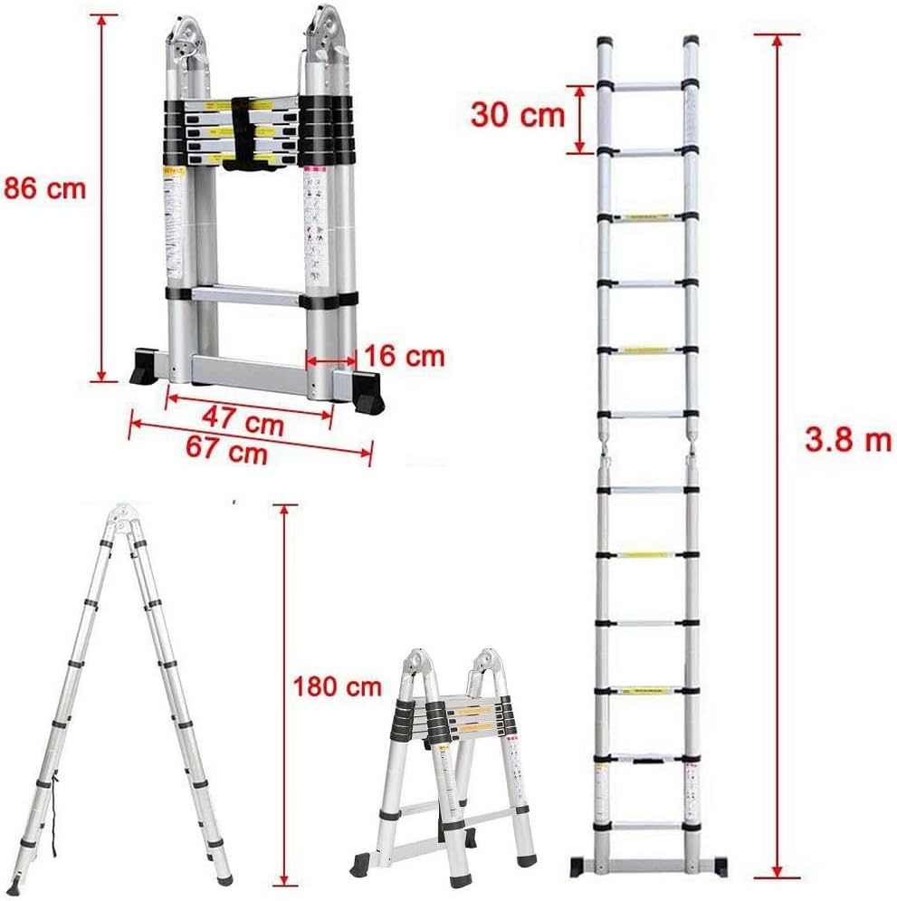 Klappbare Trittleiter, Teleskopleiter, Klappleiter, Klappleiter, aus Aluminium, maximale Belastung 1
