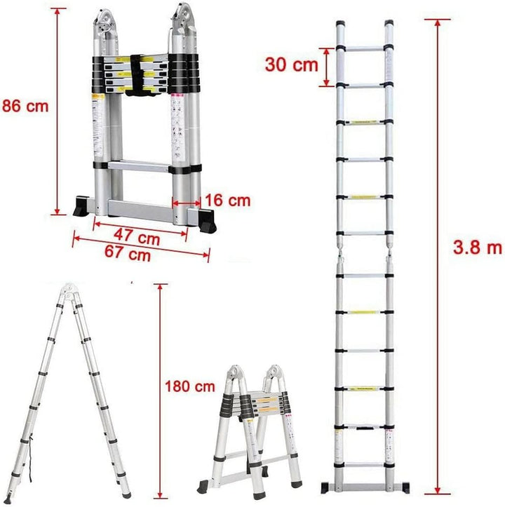 Klappbare Trittleiter, Teleskopleiter, Klappleiter, Klappleiter, aus Aluminium, maximale Belastung 1