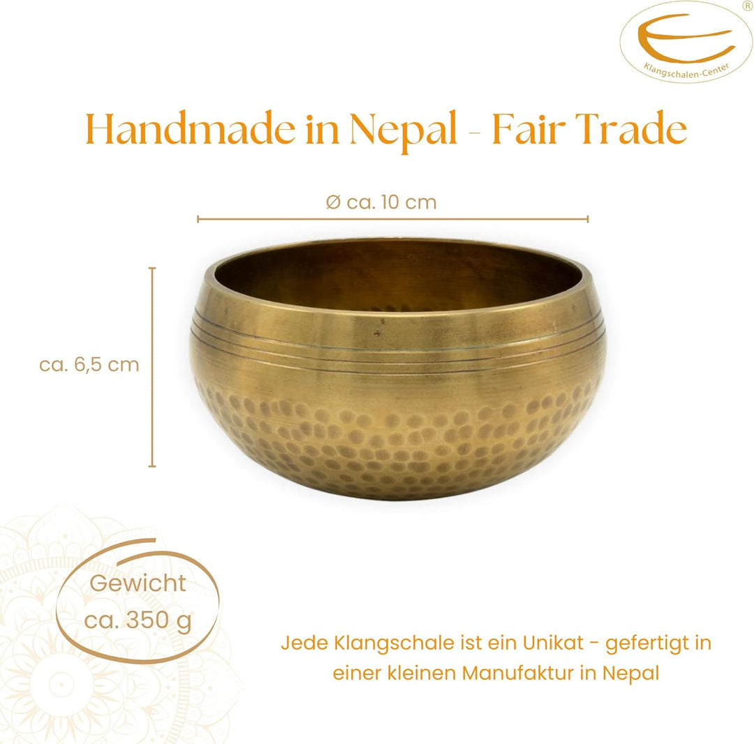 Klangschale aus Nepal in Antik-Optik I 300-350 g I für Meditation, Achtsamkeit & Yoga I Geschenk-Box