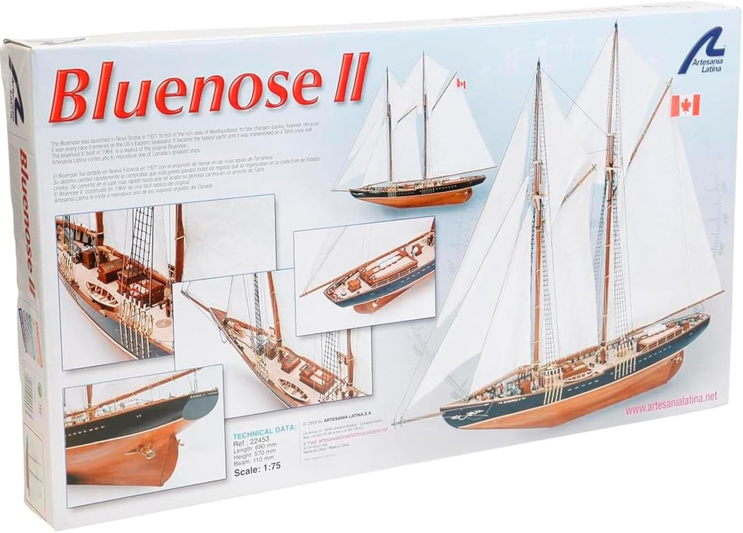 Artesanía Latina - Holzmodellschiff – Kanadischer Schoner, Bluenose II - Modell 22453, Masstab 1:75