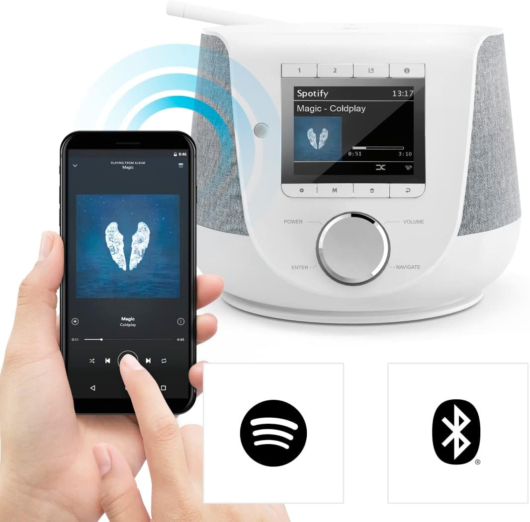 Hama DAB+ Digitalradio Internetradio (Smart Radio mit 2-Wege-Lautsprecher & Handy-Ladefunktion, WLAN