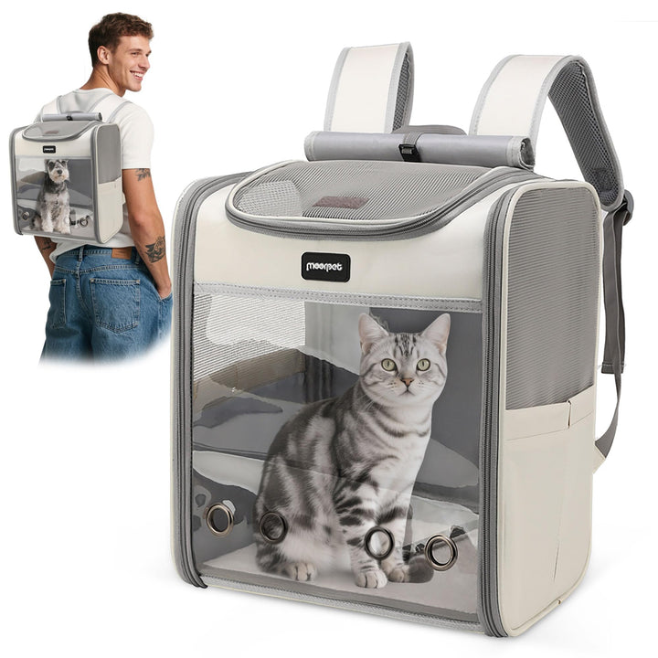 ALLSOPETS Katzenrucksack grosse Katzen, Faltbarer Hunde- und Katzen Rucksack, Atmungsaktive Tragetas