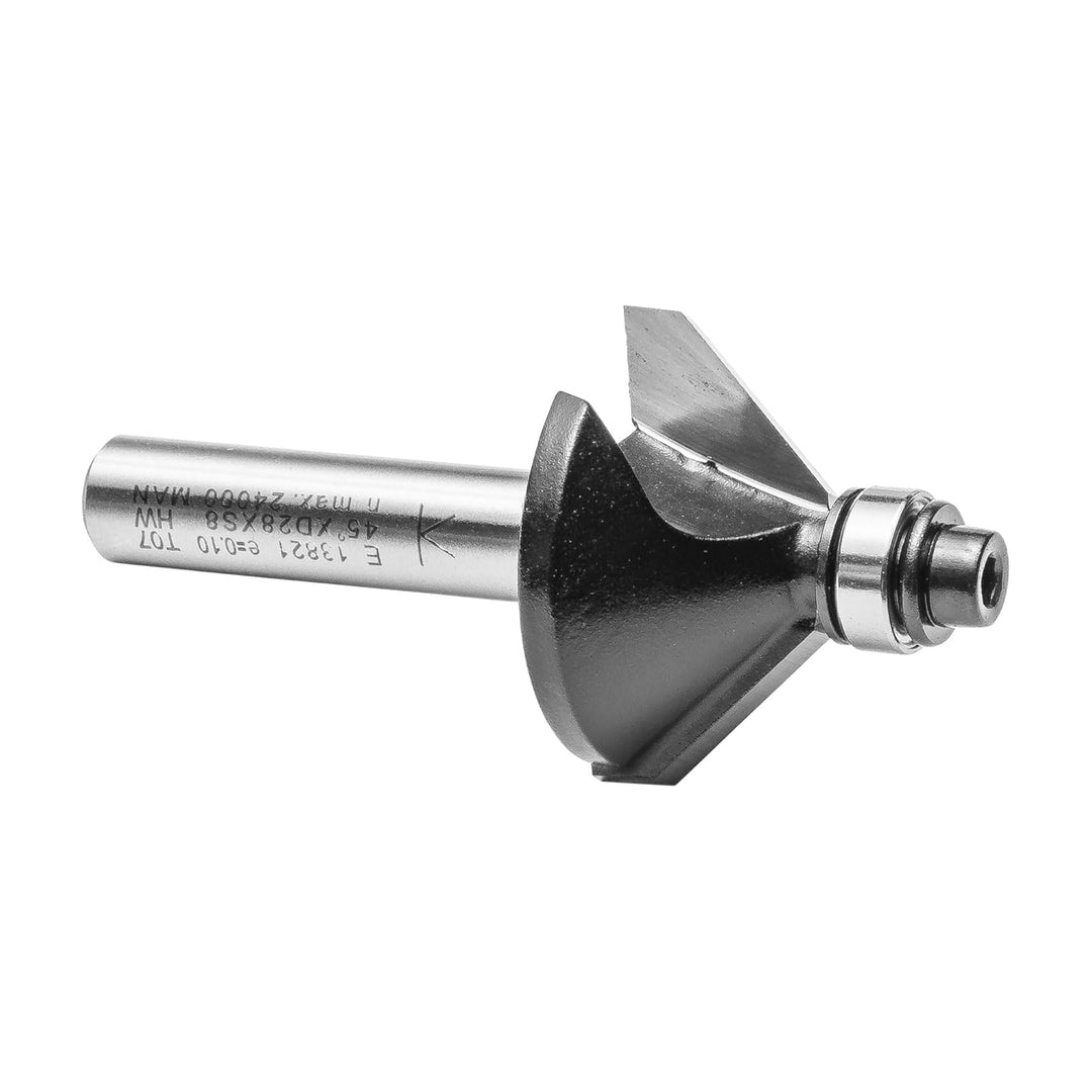 ENT 13821 Fasefräser HW, Schaft (S) 8 mm, Durchmesser (D) 28,6 mm, NL 9 mm, E 45°, SL 32 mm, mit Kug