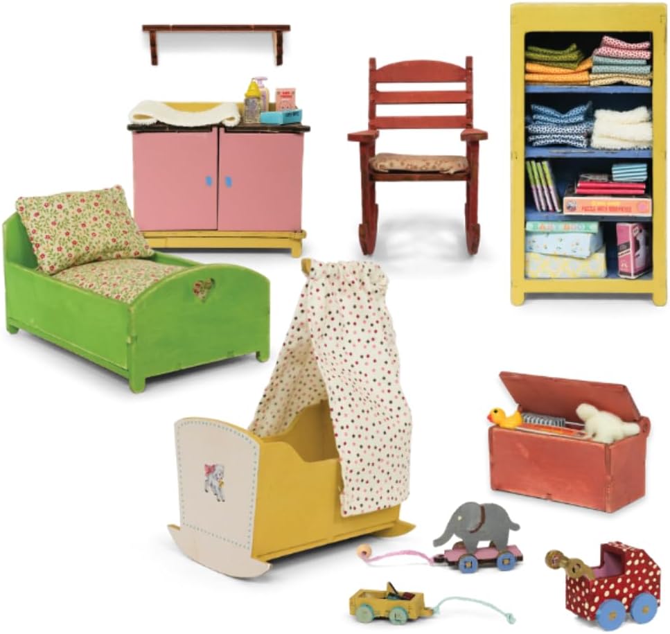 Sam & Julia - Bausatz Babyzimmer – Puppen-Möbel 1/12 für Puppenhaus oder Puppenstube zum selber bast