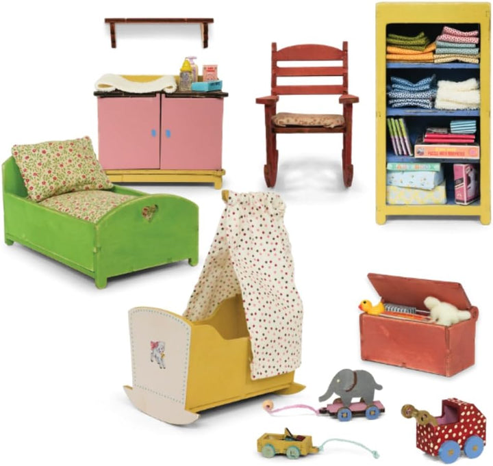 Sam & Julia - Bausatz Babyzimmer – Puppen-Möbel 1/12 für Puppenhaus oder Puppenstube zum selber bast
