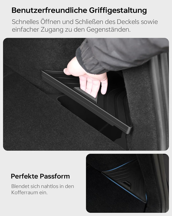 Kofferraum-Organizer für Tesla Model Y Juniper 2025 2026 2er Set mit Deckel – Wasserdicht, 1:1 Passf