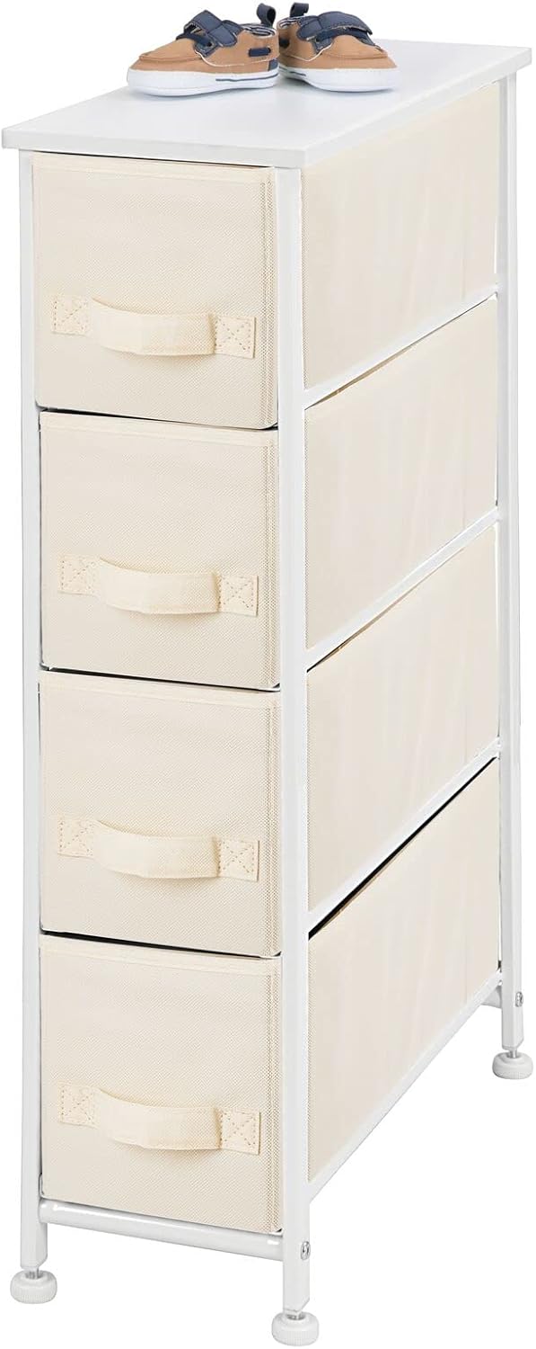 mDesign Kommode mit 4 Schubladen – schmaler Schubladenschrank mit MDF-Holzplatte für Schlafzimmer, W