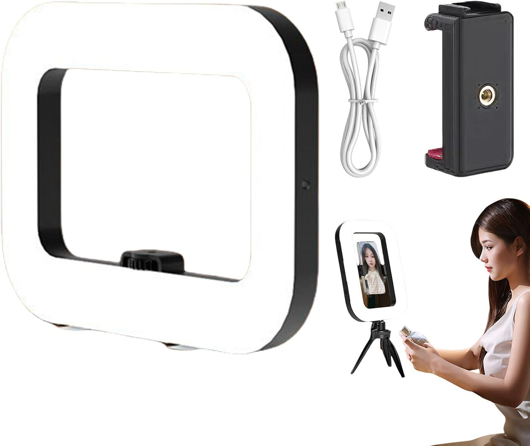 Selfie-Ringlicht – quadratischer Video-Stabilisator mit Beleuchtung | Anti-Vibrationsring für Schönh