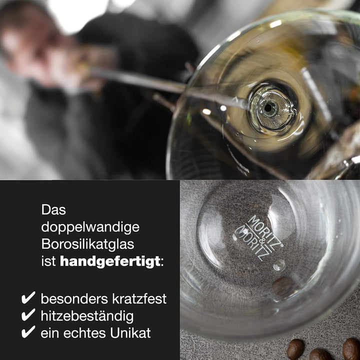Moritz & Moritz Barista Milano 4 x 250 ml Cappuccino Gläser Doppelwandig – Doppelwandige Gläser für