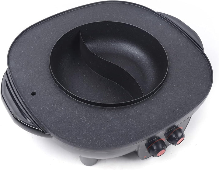 2 In 1 Hotpot und Grill,Multifunktions Hot Pot Und Bbq Tischgrill,Non Stick Rauchloser Temperatur Ei