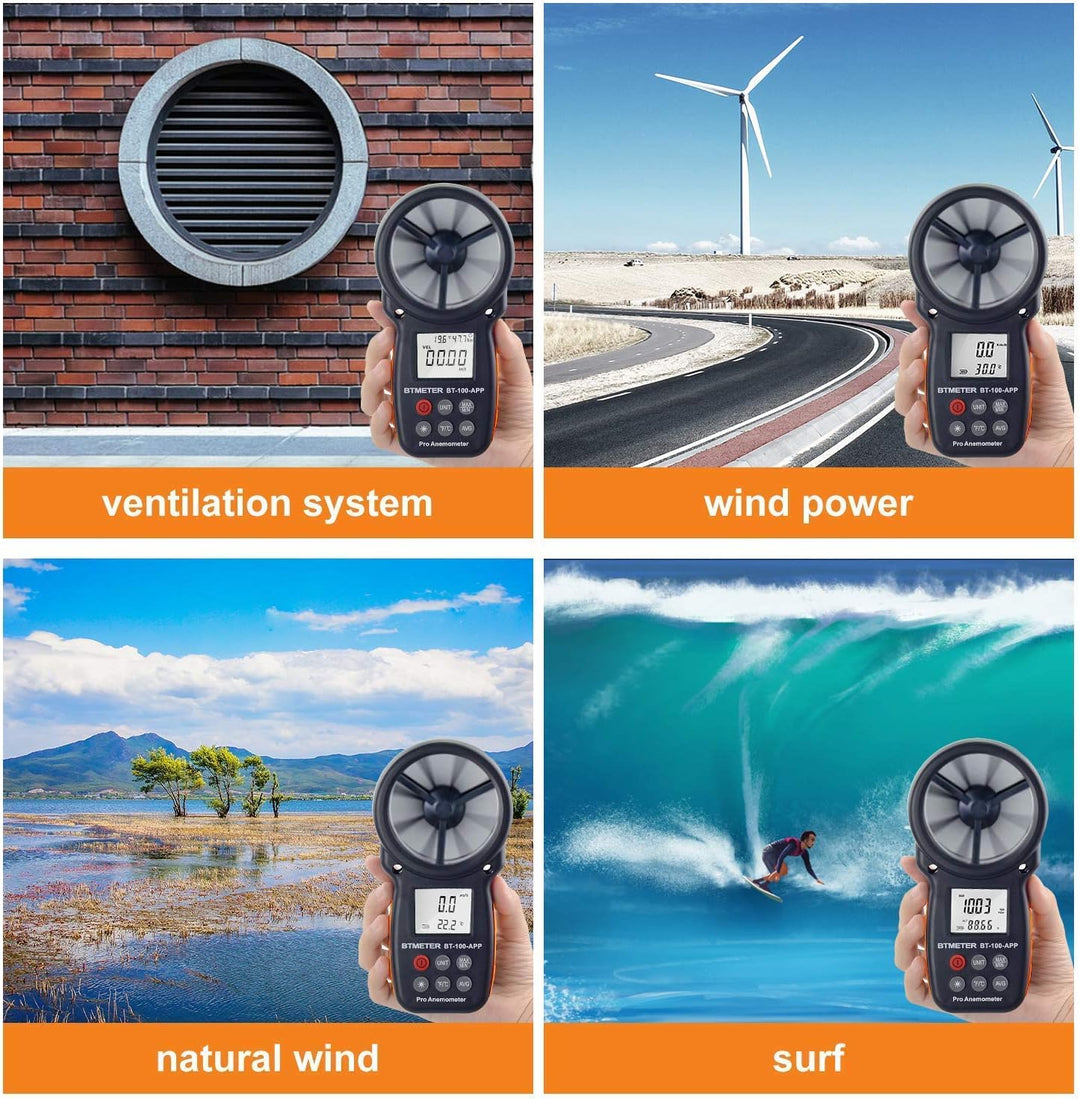 BTMETER Windmesser Digital Windgeschwindigkeits-Anemometer-Handheld,drahtloses Bluetooth-Flügelrad-A