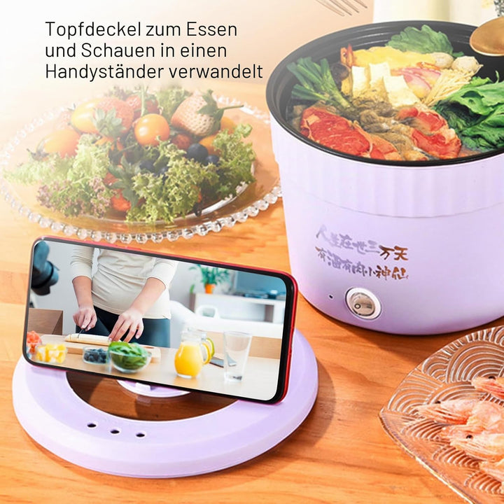 450W Elektrikkocher Hot Pot 1,2 L Non -Stick -Beschichtung Automatisches Ausschalten für Ramensuppe