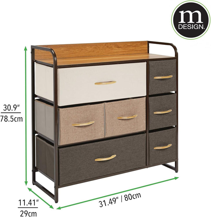 mDesign Kommode mit 7 Schubladen – breiter Schubladenschrank für Schlafzimmer, Wohnzimmer oder Flur