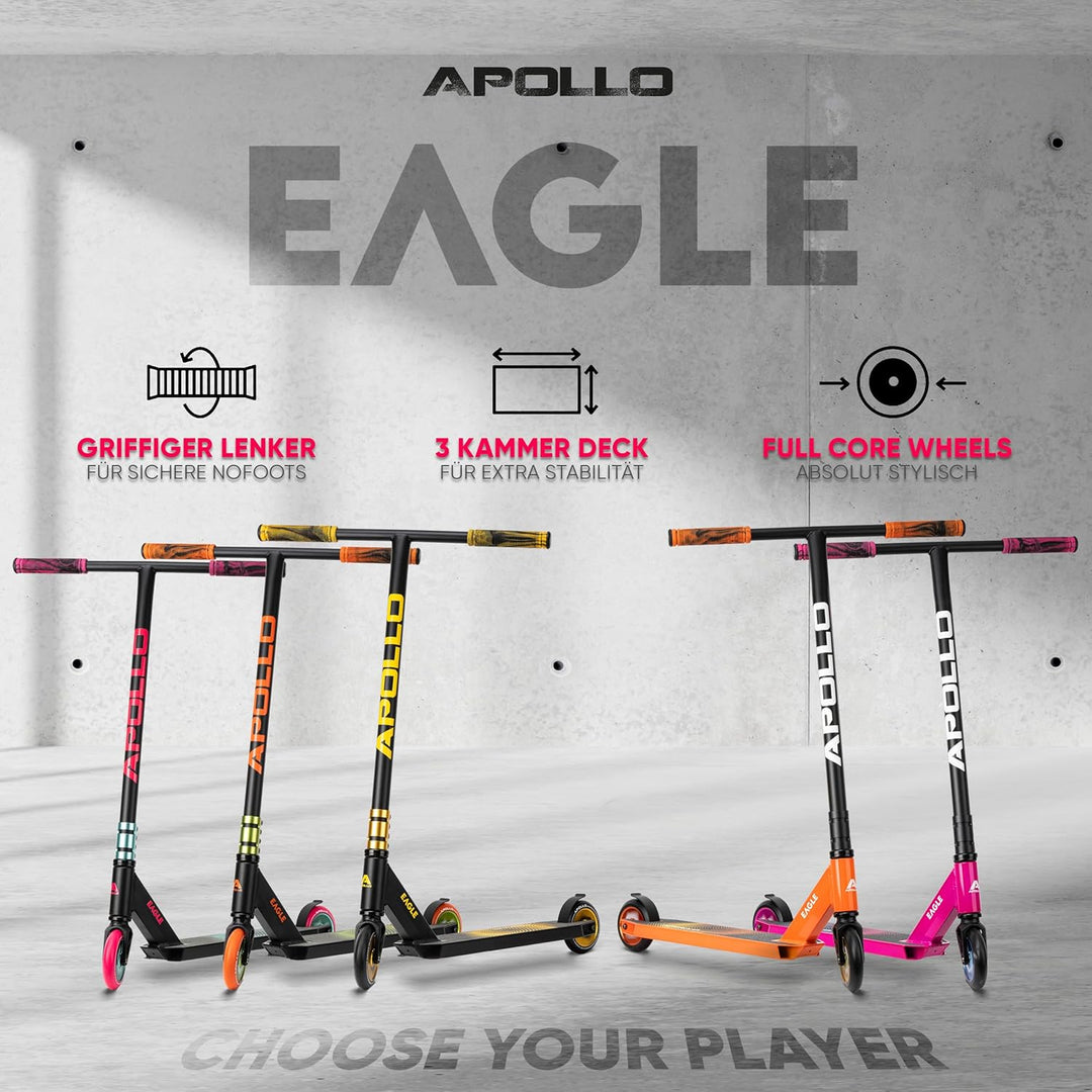 Apollo Stunt Scooter - Eagle, eloxierter Profi Stuntroller, Kinder Scooter mit ABEC 9 Kugellagern, 1