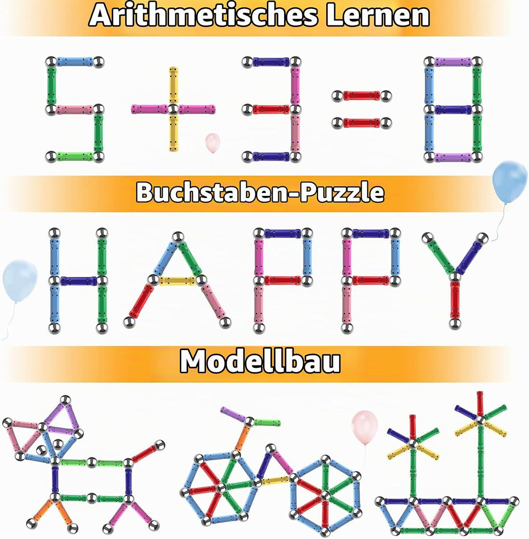 Jvchengxi 320 Stücke Magnetische Bausteine, Magnetische Stöcke Spielzeug, Magnet Lernspielzeug, 3D P