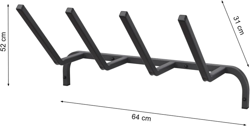 QLS Schuhhalterung Wand Skihalter für 2 Paare 64 cm Nordic Walking Trekking Stöcke Skiträger Hakenle