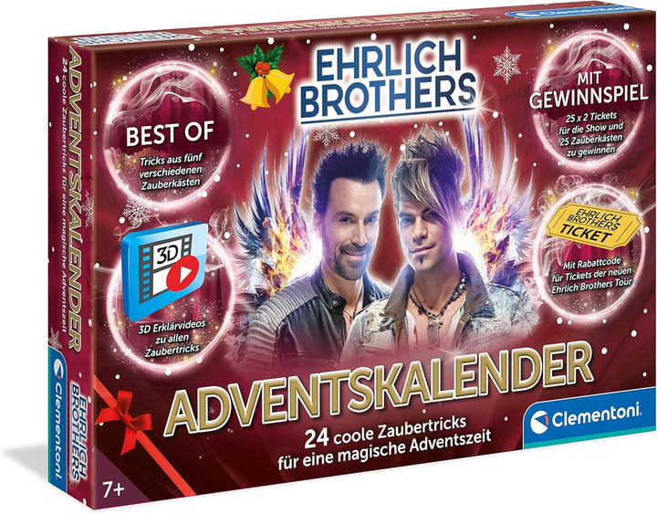 Clementoni Ehrlich Brothers Adventskalender 2023, magischer Weihnachtskalender, mit 24 coolen Zauber
