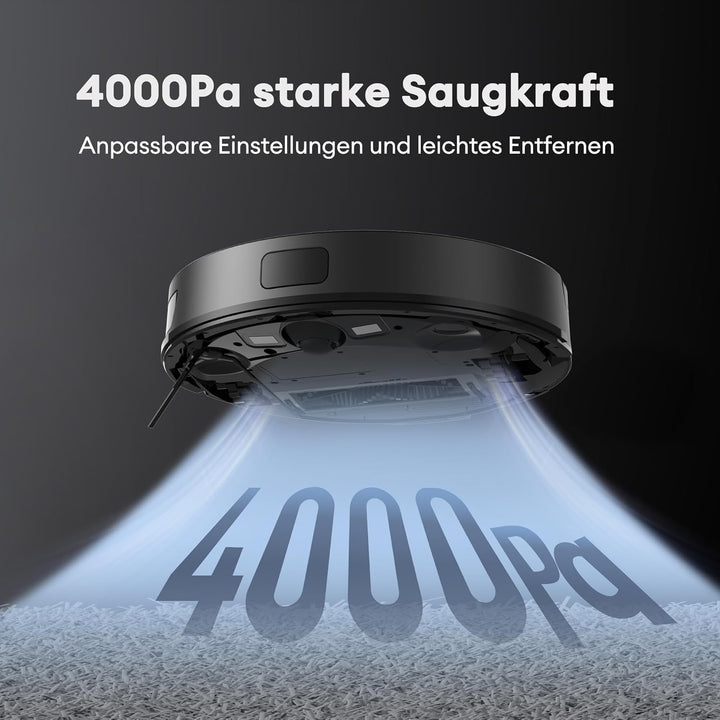 Ultenic Staubsauger Roboter 4000 Pa Saugkraft, 3-in-1 Saug und Wischroboter für Teppich Tierhaare Bö
