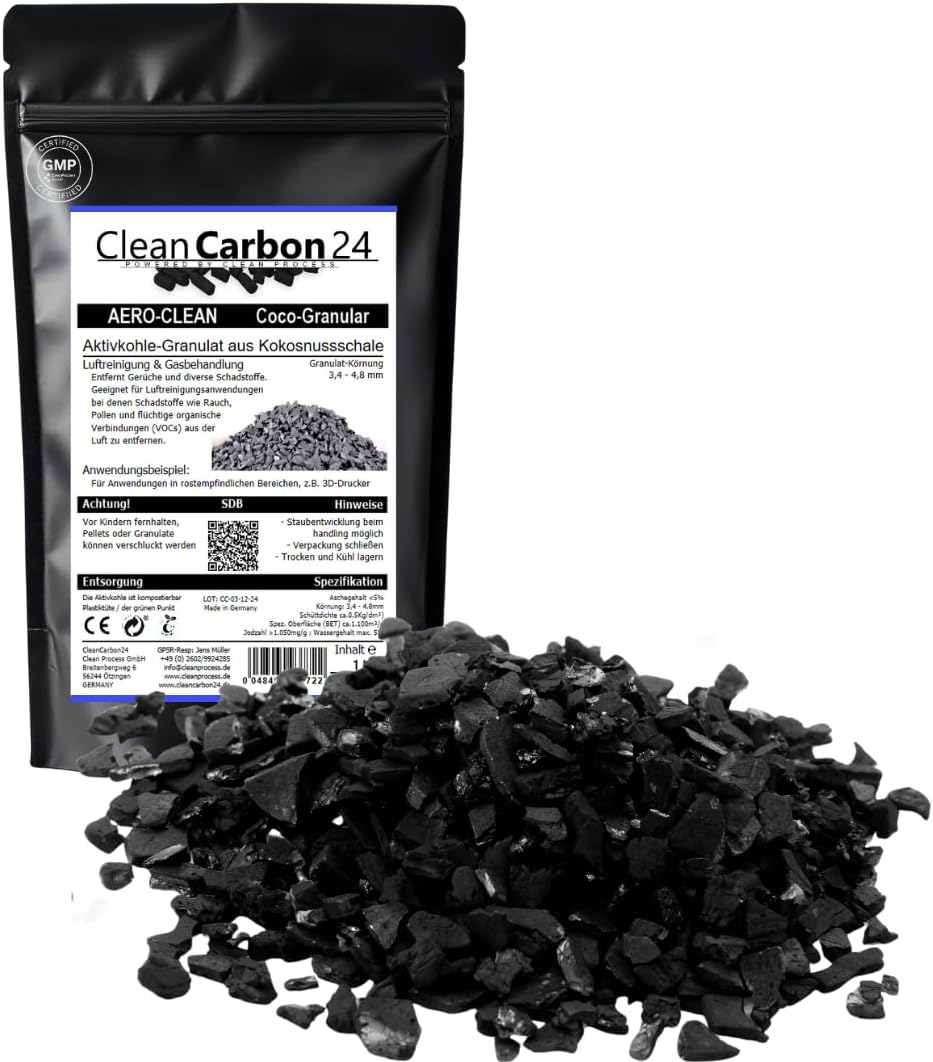 2,5 Liter Aktivkohle Granulat aus Kokosnussschalen zur Luftreinigung (3,4-4,8mm / 4x6mesh)