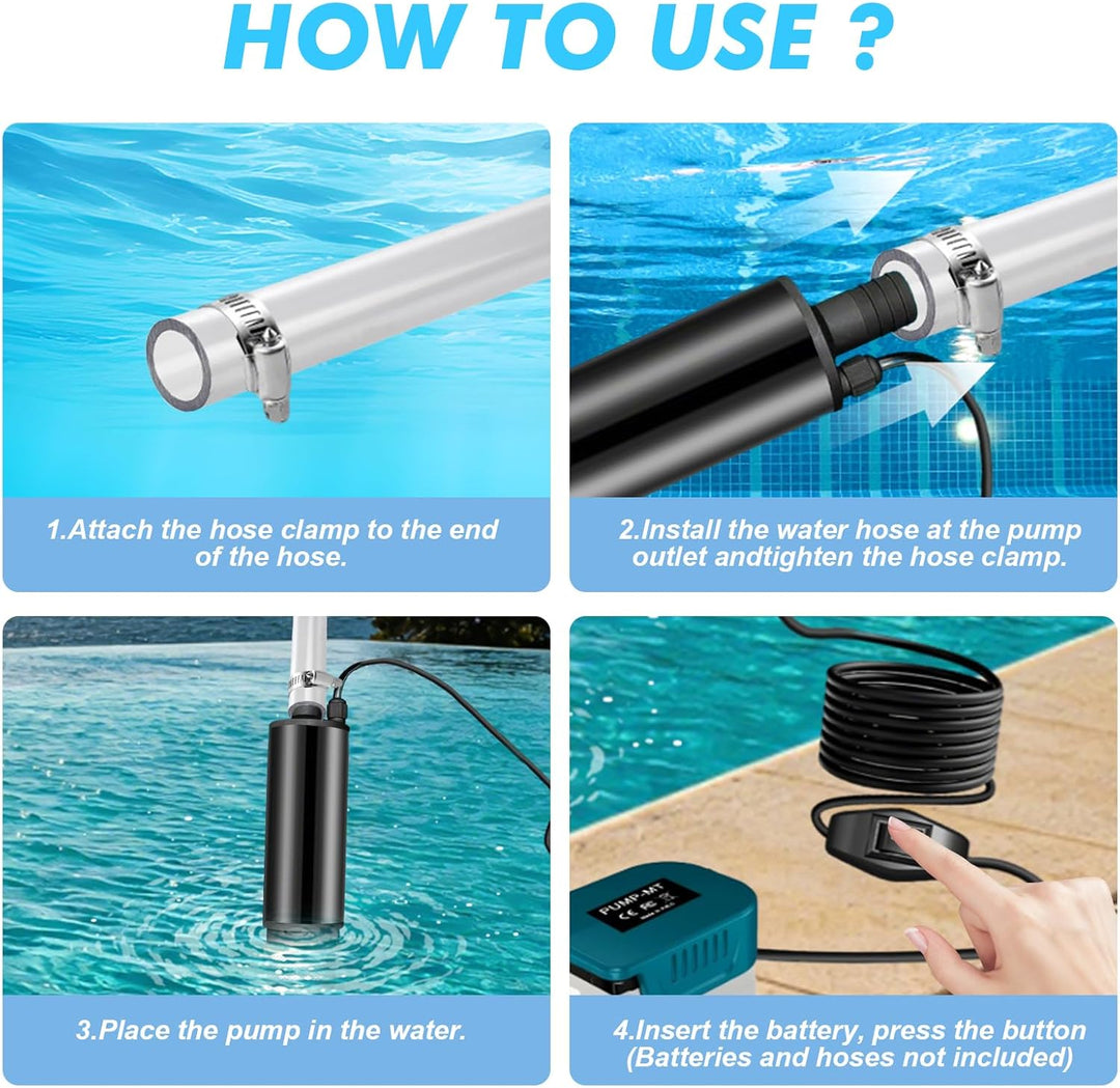 Tragbare Wasserpumpe für Makita 18V, 30L/min Wassertransferpumpe, 65W Wasserpumpe Mit 4M Kabel & Ans