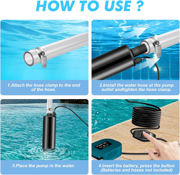 Tragbare Wasserpumpe für Makita 18V, 30L/min Wassertransferpumpe, 65W Wasserpumpe Mit 4M Kabel & Ans