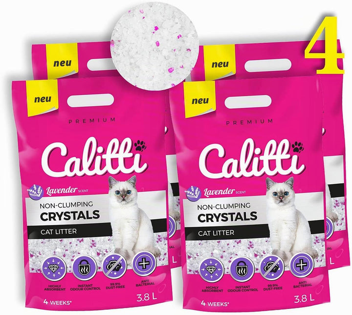 Calitti - Silikat Katzenstreu | Premium Crystals Silikatstreu | Antibakteriell Katzensand mit frisch