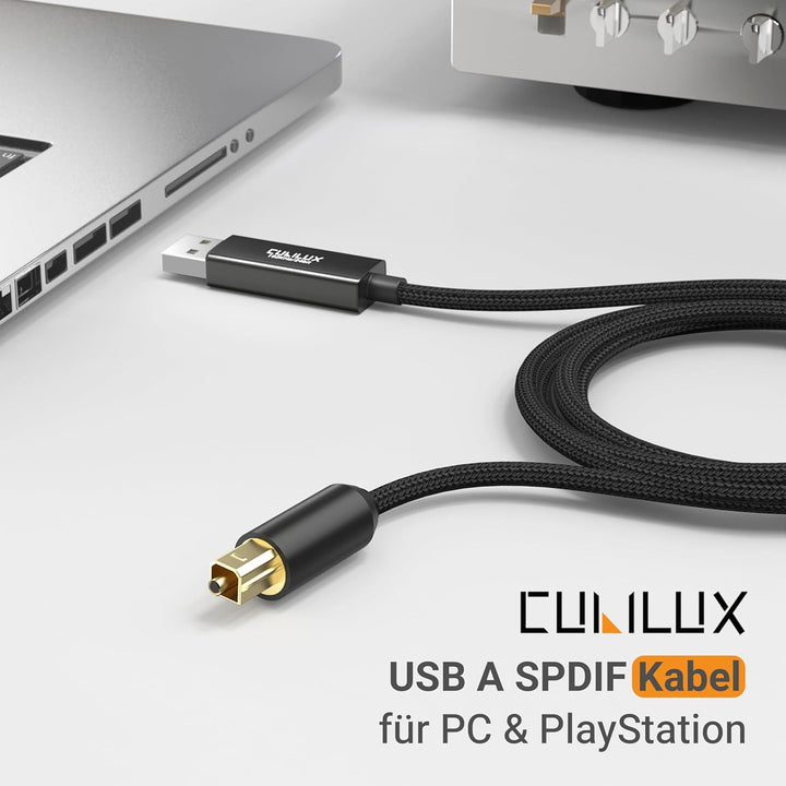 Cubilux USB A auf TOSLINK Optisches Audiokabel, Einseitiger USB zu SPDIF Digital Konverter, Optische