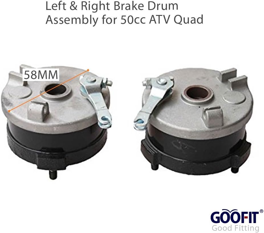GOOFIT Links & Recht Bremsbacken Trommelbremse Baugruppe mit Sprengringen und Feder Ersatz für 50cc
