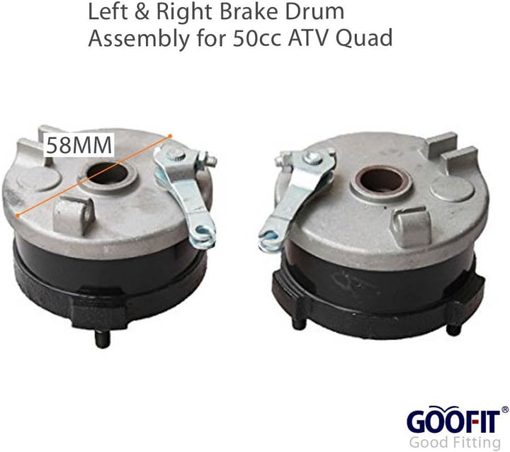 GOOFIT Links & Recht Bremsbacken Trommelbremse Baugruppe mit Sprengringen und Feder Ersatz für 50cc